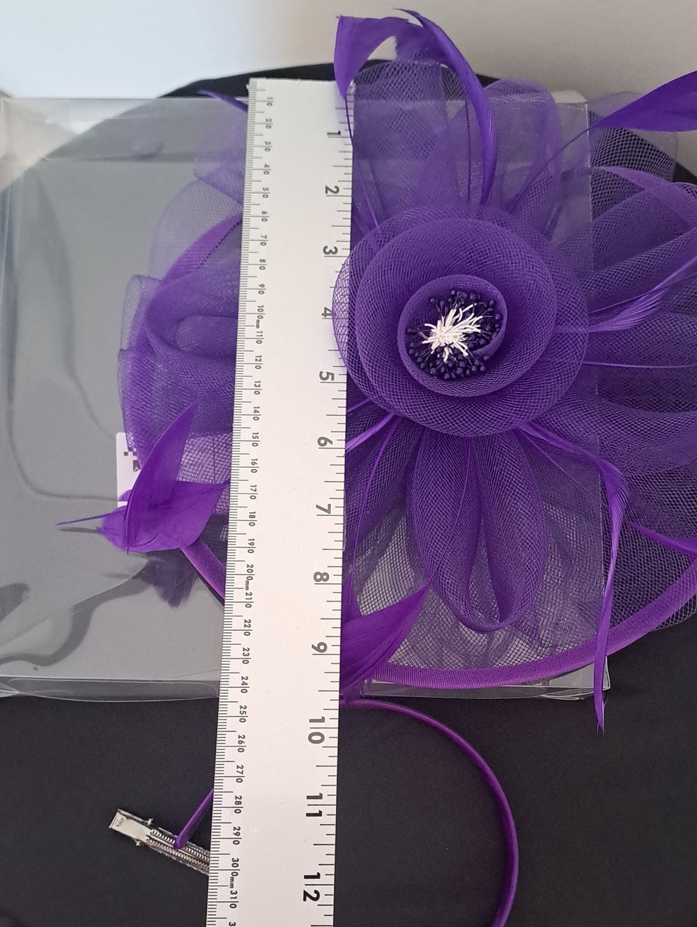 Vibrant Purple Ladies Fascinator Hat with Decorative Floral Accent - Picture 5 of 8